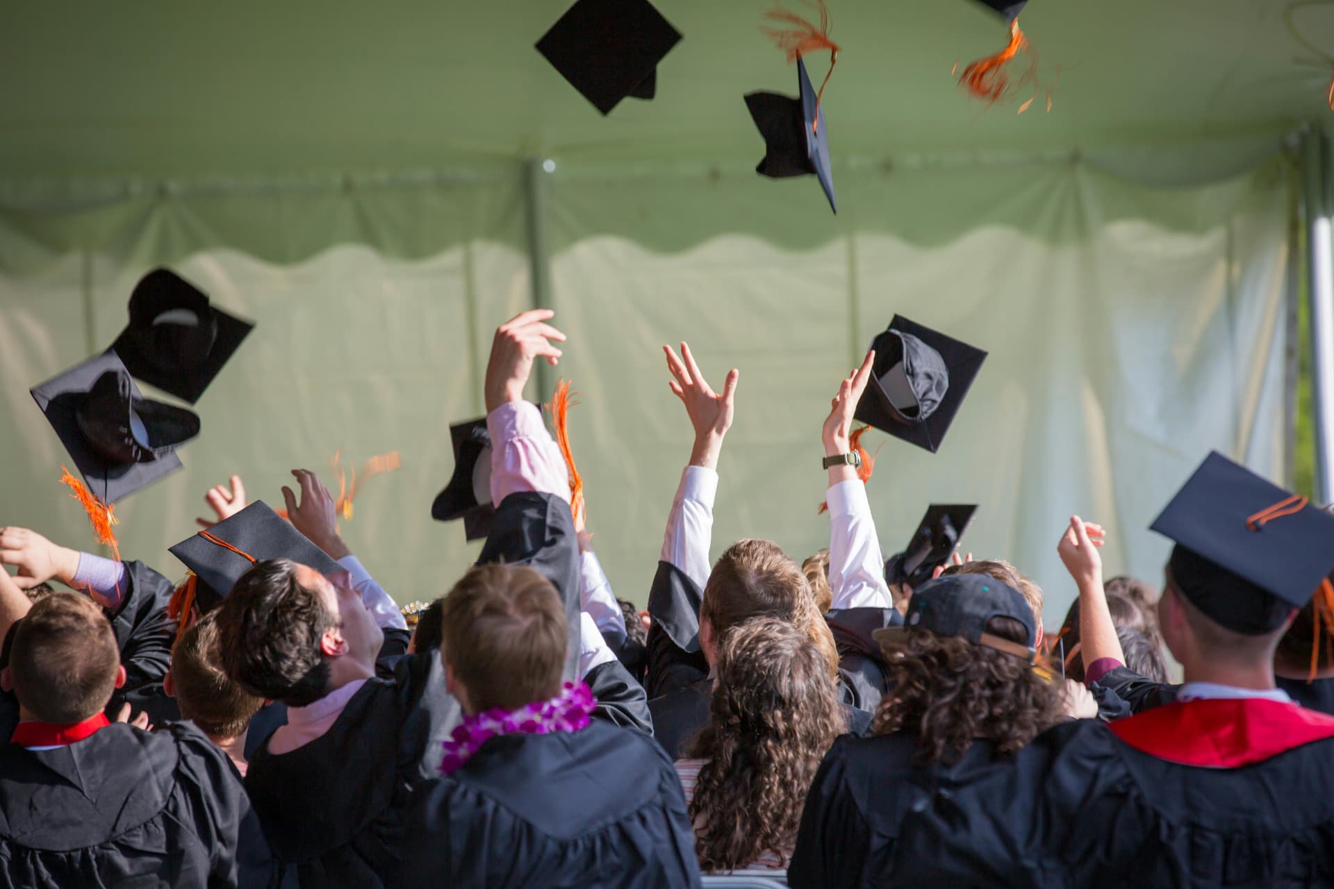 Students celebrating graduation