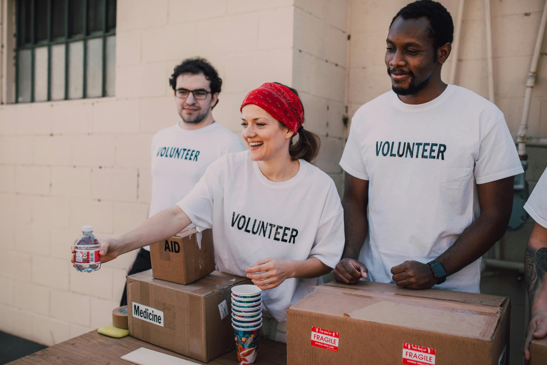 Volunteers at a food bank